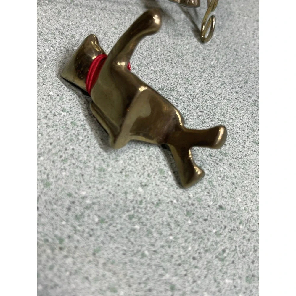 Brass Cats Kittens Sitting Cross Leg Metal Bench Red Ties Taiwan‎ Pair Trinket